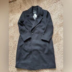 NEW Banana Republic Wool Blend Timeless Topcoat Black PL